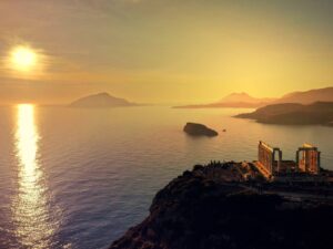 cyclades temple sunset. Activities in Paros